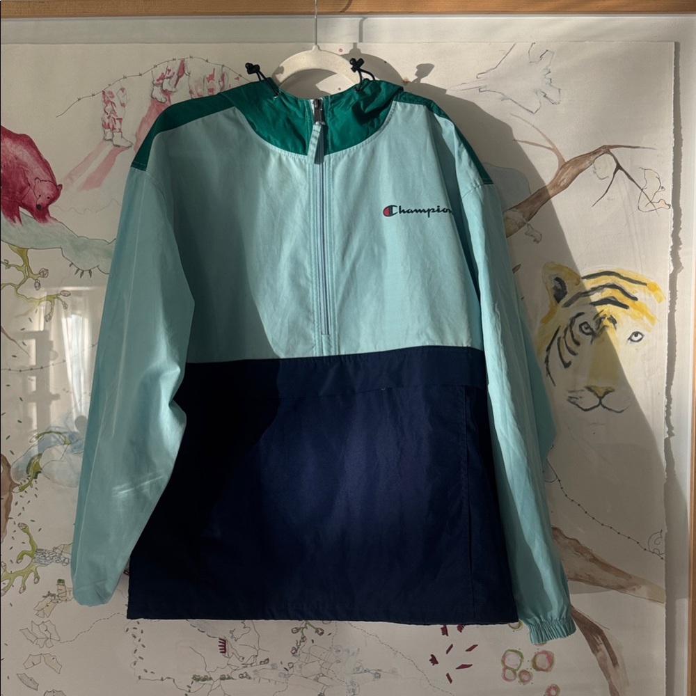 Champion Teal and Navy Windbreaker NEW